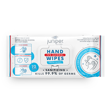 Juniper Clean Hand Wipes 72% Alcohol