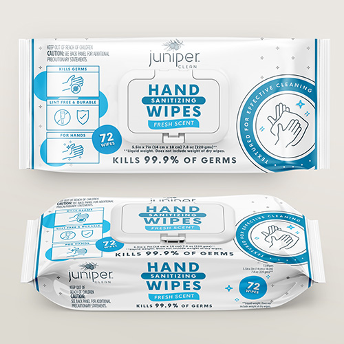 Juniper Clean Hand Sanitizing Wipes Flow Pack