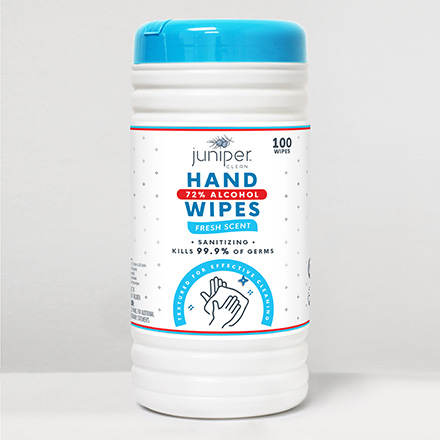 Juniper Clean Hand Sanitizing Wipes with 72% Alcohol